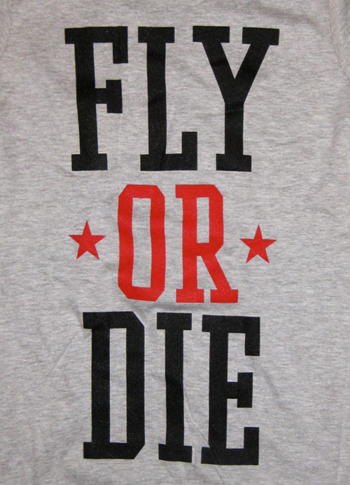 FLY OR DIE Ladies Tee Shirt by AiReal Apparel in Sports Grey